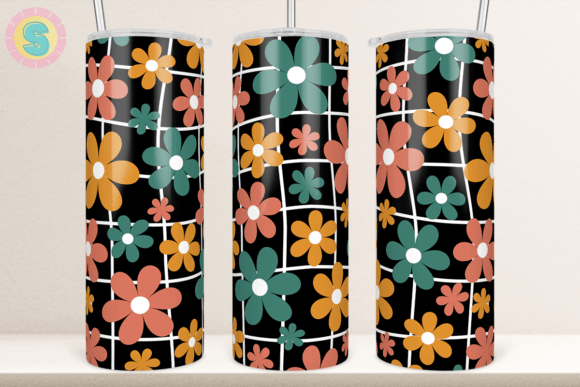20Oz Retro Daisy Flower Tumbler Wrap