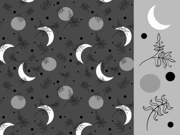Celestial Moon Floral Seamless Pattern