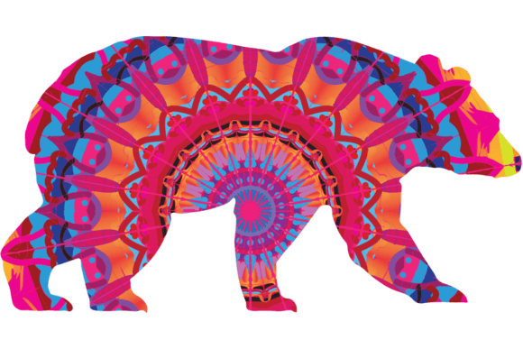 Colorful Mandala Bear Silhouette