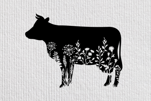 Cow Flowers SVG, Floral Cow PNG