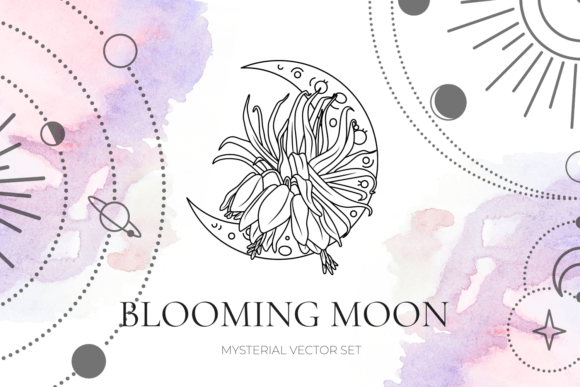 Crescent Floral Moon SVG Illustration
