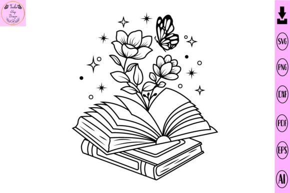 Floral Book SVG: Book with Flower SVG