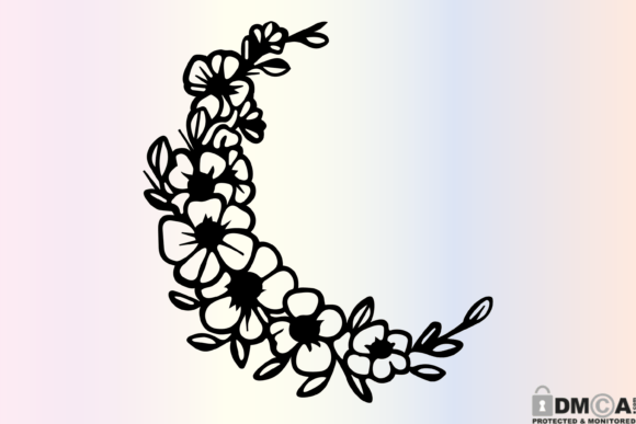 Floral Moon SVG: Boho Celestial Charm, Thoughtfully Stitched