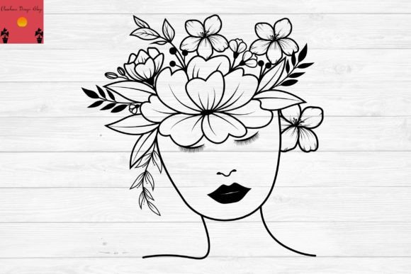 Floral Woman Face SVG
