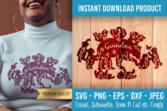 Grandma BEAR with 9 Grandkids Cubs SVG