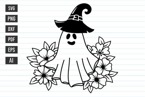 Halloween SVG: Cute Ghost Floral SVG