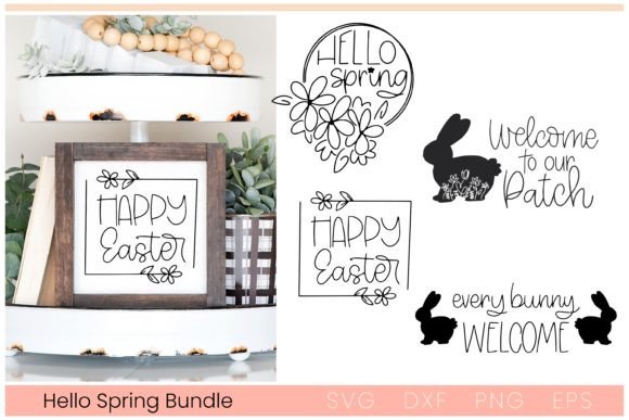 Hello Spring SVG Bundle, Cute Easter SVG