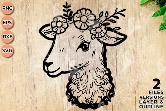 Lamb with Flower Crown SVG, Aries Zodiac