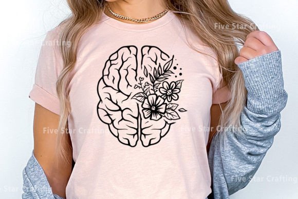 Mental Health Floral Brain SVG Design