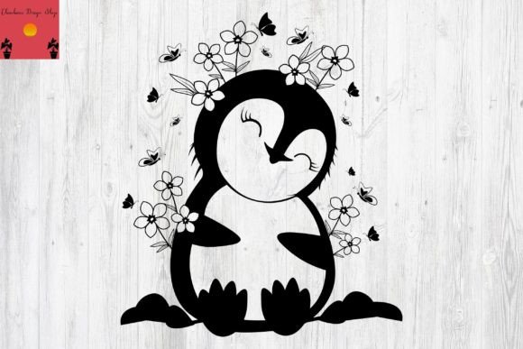 Penguin with Floral SVG