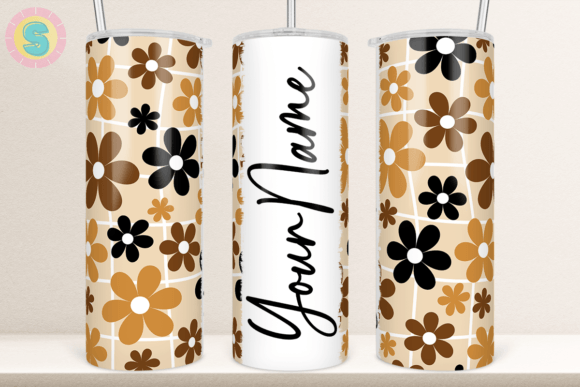 Retro Daisy Add Your Name Tumbler Wrap