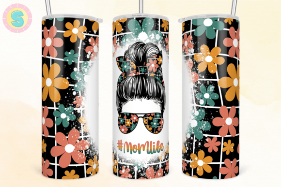 Retro Daisy Flower Mom Life Tumbler Wrap