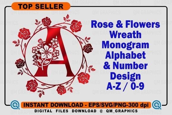Rose Wreath Monogram Design