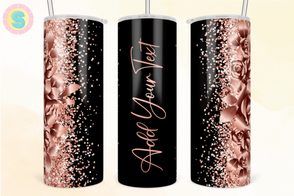 Roses Rose Gold Glitter Tumbler Wrap