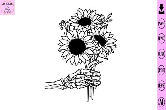 Skeleton Hand Sunflower SVG