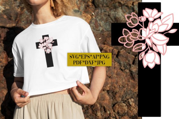 Spring Floral Cross SVG