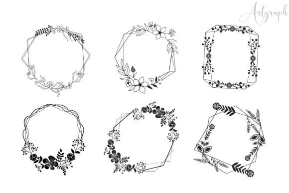 Wedding Floral Frame Set Vector